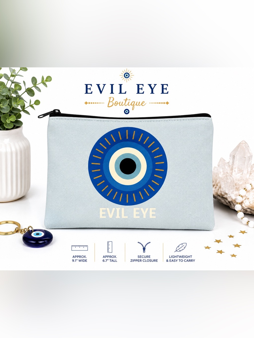 🧿 Classic Evil Eye Zipper Pouch